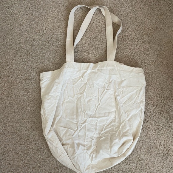 Djerf Avenue Cream Canvas Tote Bag Eco-Friendly Design - Picture 2 of 3